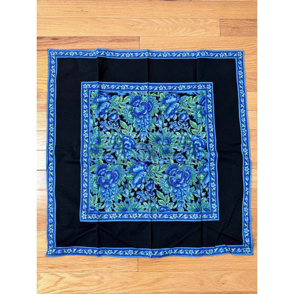 April Cornell Classic Florals Black Blue Cotton Napkin Dishcloth NWT Cottagecore